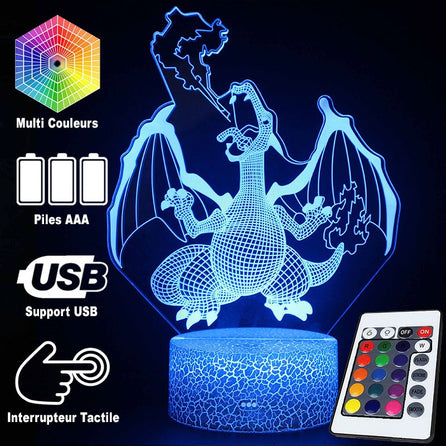 Lampe Pokémon 3D Dracaufeu