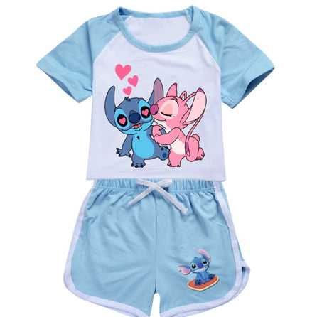 Pyjama Stitch et Angel Bleu Ciel Enfant