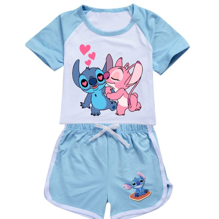 Pyjama Stitch et Angel Bleu Ciel Enfant