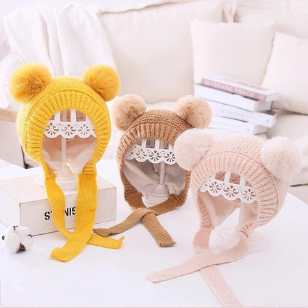 Bonnet Double Pompon Bébé - Le Royaume du Bébé
