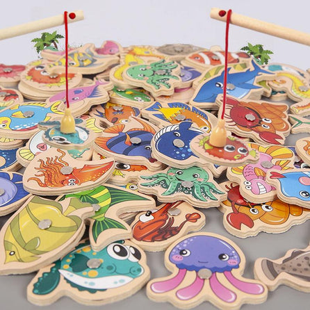 Jeu de Pêche Magnétique en Bois - Le Royaume du Bébé