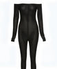 Combinaison en maille noire transparente
