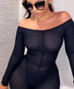 Combinaison en maille noire transparente