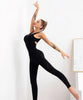 Combinaison fitness noire respirante pour femme