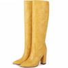 Bottes à talon imprimé crocodile pour femme