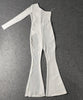 Combinaison pantalon évasé blanche asymétrique