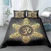 Parure de lit mandala noir et or