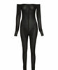 Combinaison en maille noire transparente