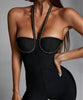 Combinaison longue moulante et sexy noire pour femme