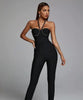 Combinaison longue moulante et sexy noire pour femme