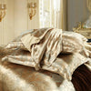 Parure de lit royale en satin de soie beige