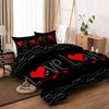 Parure de lit noir et rouge love