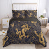 Parure de lit dragon noir et or