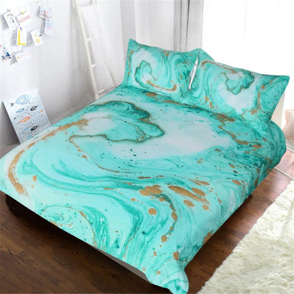 Parure de lit turquoise effet peinture – Le Royaume du Bébé