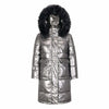 Doudoune brillante grise et mi-longue pour femme