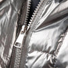 Doudoune brillante grise et mi-longue pour femme
