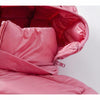 Doudoune fine longue rose avec capuche amovible pour femme