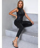 Combinaison simili cuir noire moulante sans manches