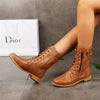 Bottes plates femmes style rétro montante