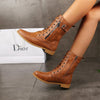 Bottes plates femmes style rétro montante