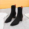 Bottes à talons femme à enfiler avec talon mi-hauteur et carrés