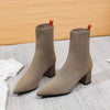 Bottes à talons femme à enfiler avec talon mi-hauteur et carrés