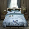 Parure de lit bleu motif paon