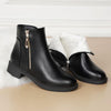 Bottes plates femme en simili cuir noires fourrées