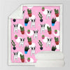 Plaid rose couverture petit chien et cactus