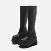 Bottes à plateforme en cuir noir à fermeture éclair