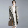 Doudoune longue et ample gris clair en duvet