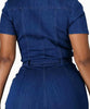 Combinaison short bleu en jean pour femme