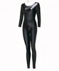 Combinaison moulante sexy noire en simili cuir
