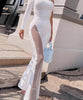 Combinaison pantalon évasé blanche asymétrique