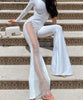 Combinaison pantalon évasé blanche asymétrique