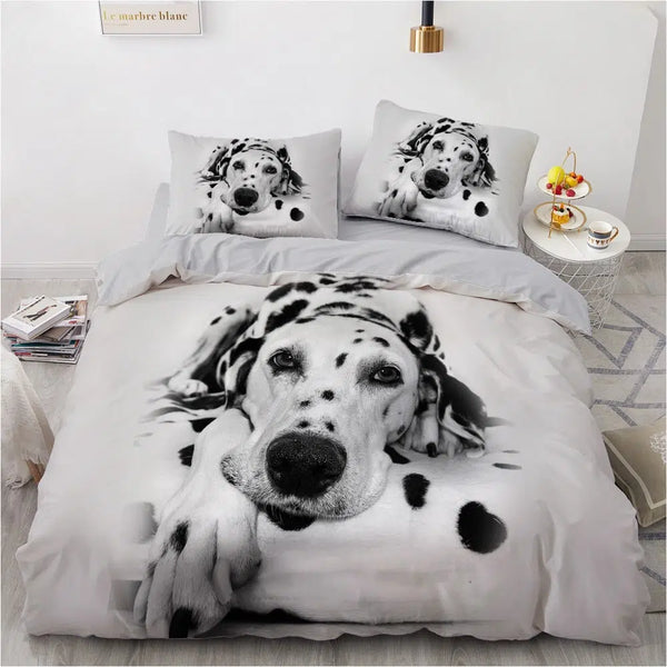 Parure de lit blanche chien Dalmatien – Le Royaume du Bébé
