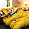 Parure de lit unie jaune en flanelle
