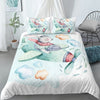 Parure de lit blanche motif lapin pilotant un avion