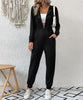 Combinaison pantalon noire décontractée zippée