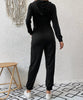 Combinaison pantalon noire décontractée zippée