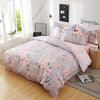 Parure de lit grise en coton motif floral