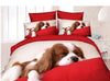 Parure de lit rouge motif chien qui dort