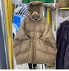 Doudoune beige en duvet de canard à capuche pour femme