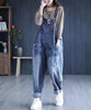 Combinaison en jean grande taille avec poches larges pour femme