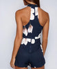 Combinaison à imprimé floral bleu marine élégante et moderne de la boutique ChicMode.
