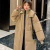 Doudoune longue de couleur camel