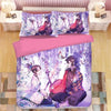 Parure de lit violet blanc avec imprimé Tomioka Giyû et Kochô Kanae