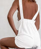 Combinaison shorty blanche ample en coton avec bretelles