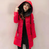 Doudoune mi-longue rouge épaisse pour femme