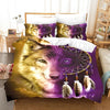 Parure de lit tête de loup violette et or